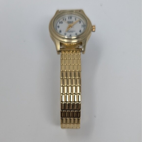 Timex Acqua INDIGLO Night Light Ladies Gold Tone Watch A63912 Stretch Band main image 6